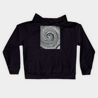 Greyscale Liquid Swirls Retro Pattern Kids Hoodie